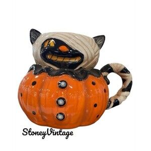 Johanna Parker Mummy Cat Mug Purple Peeps Collection Halloween Retro Style